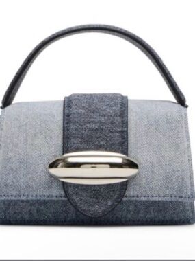 Steve Madden Bmishell Denim Top-Handle Metal Satchel Bag